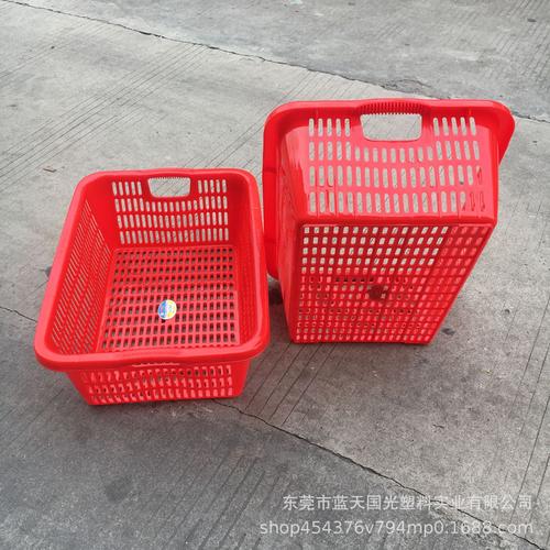 红色加厚塑料篮方筛胶筐（蓝天）5408# 果蔬批发的高效伴侣